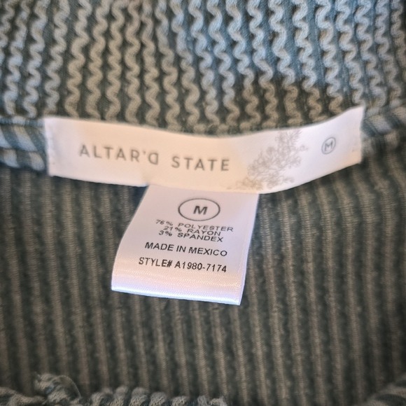 Altar'd State Sage Green Waffle Knit Cropped‎ Button Down Cardigan - Picture 2 of 8